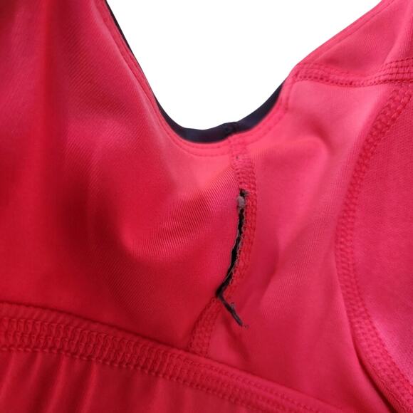 Bright Pink Coral and Gray Grey Colorblock Strappy Sportsbra Adjustable Band - Picture 4 of 4